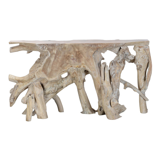 Cypress Teak Root Console Table 70" - 71" - Natural White Wash
