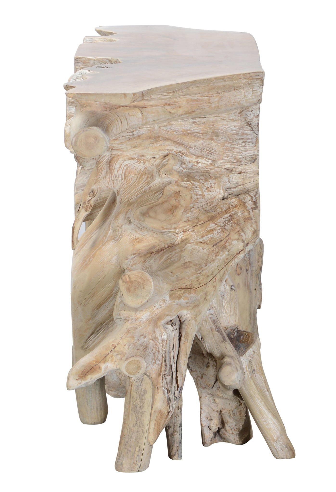 Cypress Teak Root Console Table 70" - 71" - Natural White Wash