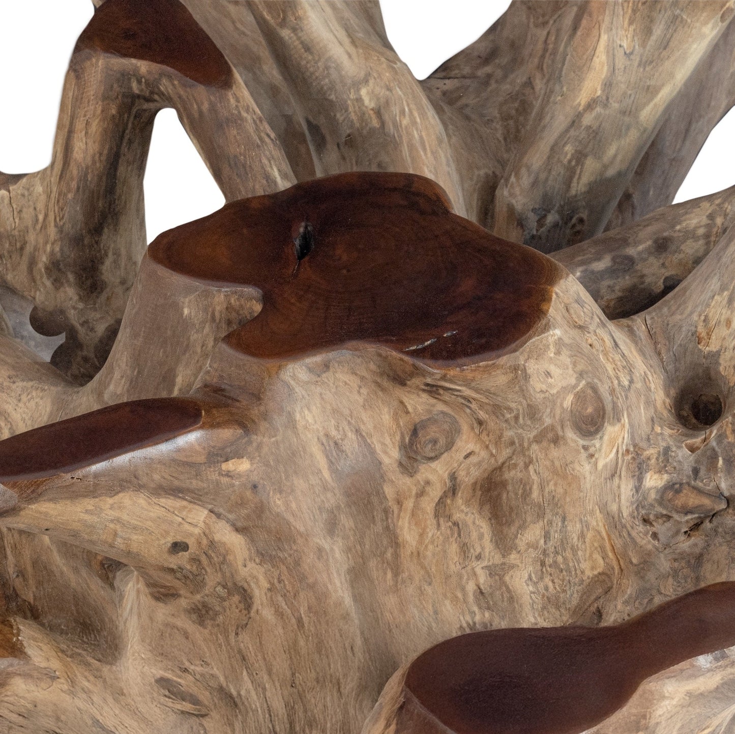 Willow Teak Root/Glass Round Coffee Table - Natural