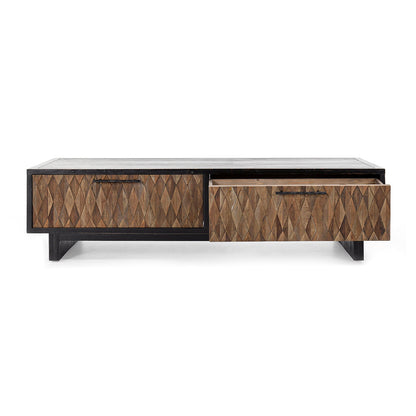Anton Rectangle 4Dwr Coffee Table - Black-Natural