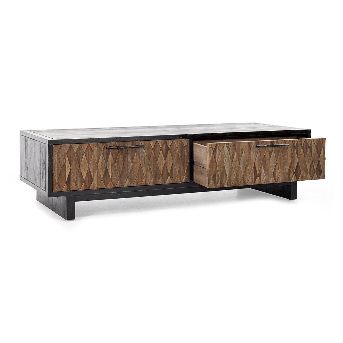 Anton Rectangle 4Dwr Coffee Table - Black-Natural