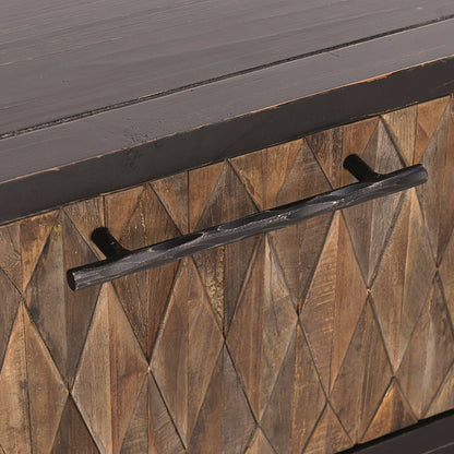 Anton Rectangle 4Dwr Coffee Table - Black-Natural