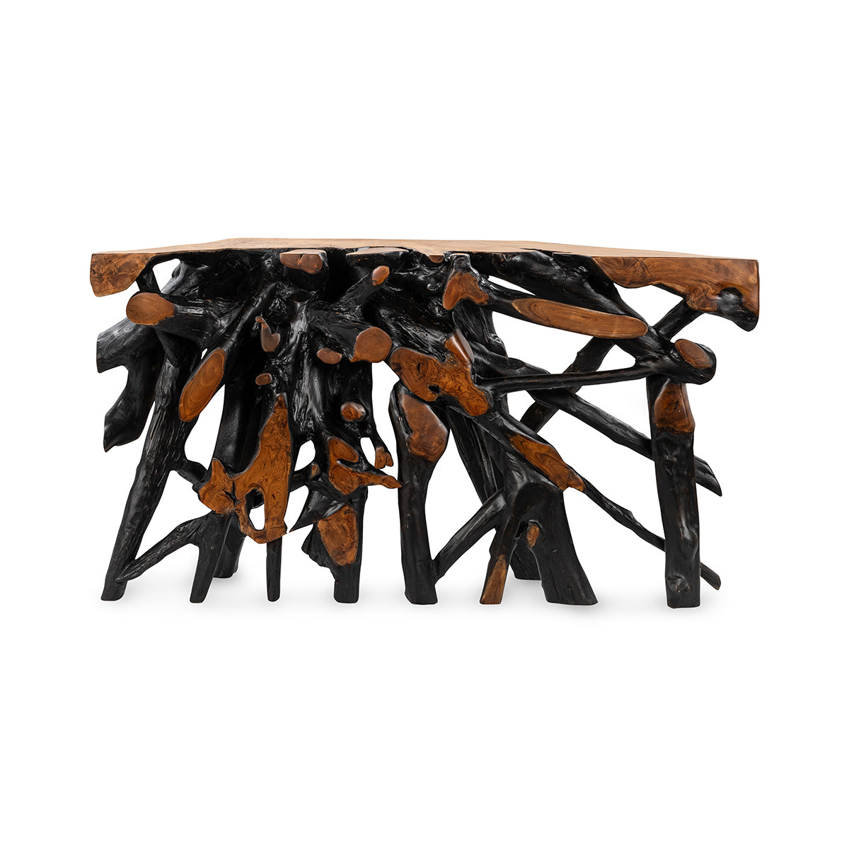 Cypress Teak Root Console Table 59-60" - Black-Brown