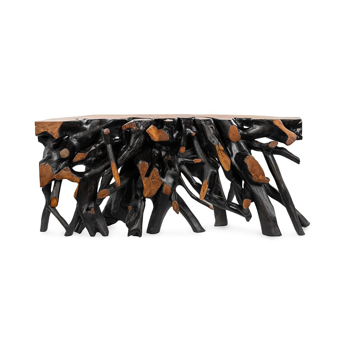 Cypress Teak Root Console Table 70- 71" - Black-Brown