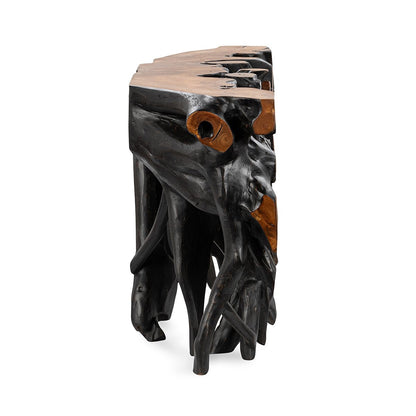 Cypress Teak Root Console Table 70- 71" - Black-Brown
