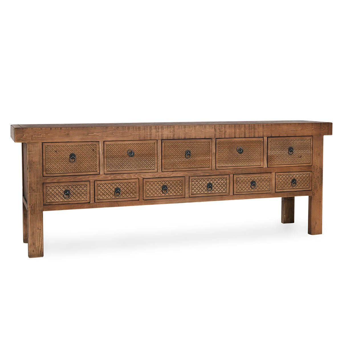 Lahey 11Dwr Rectangle Console Table - Mission Brown