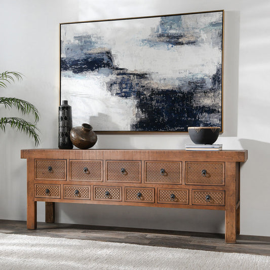 Lahey 11Dwr Rectangle Console Table - Mission Brown