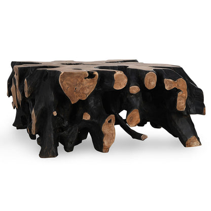 Cypress Teak Root Square Coffee Table - Black/Natural