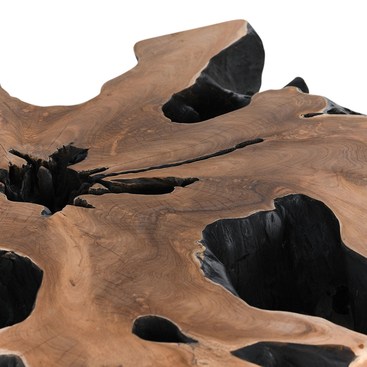 Cypress Teak Root Square Coffee Table - Black/Natural