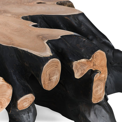 Cypress Teak Root Square Coffee Table - Black/Natural