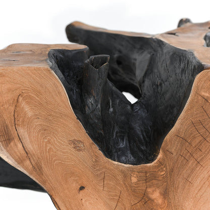 Cypress Teak Root Square Coffee Table - Black/Natural