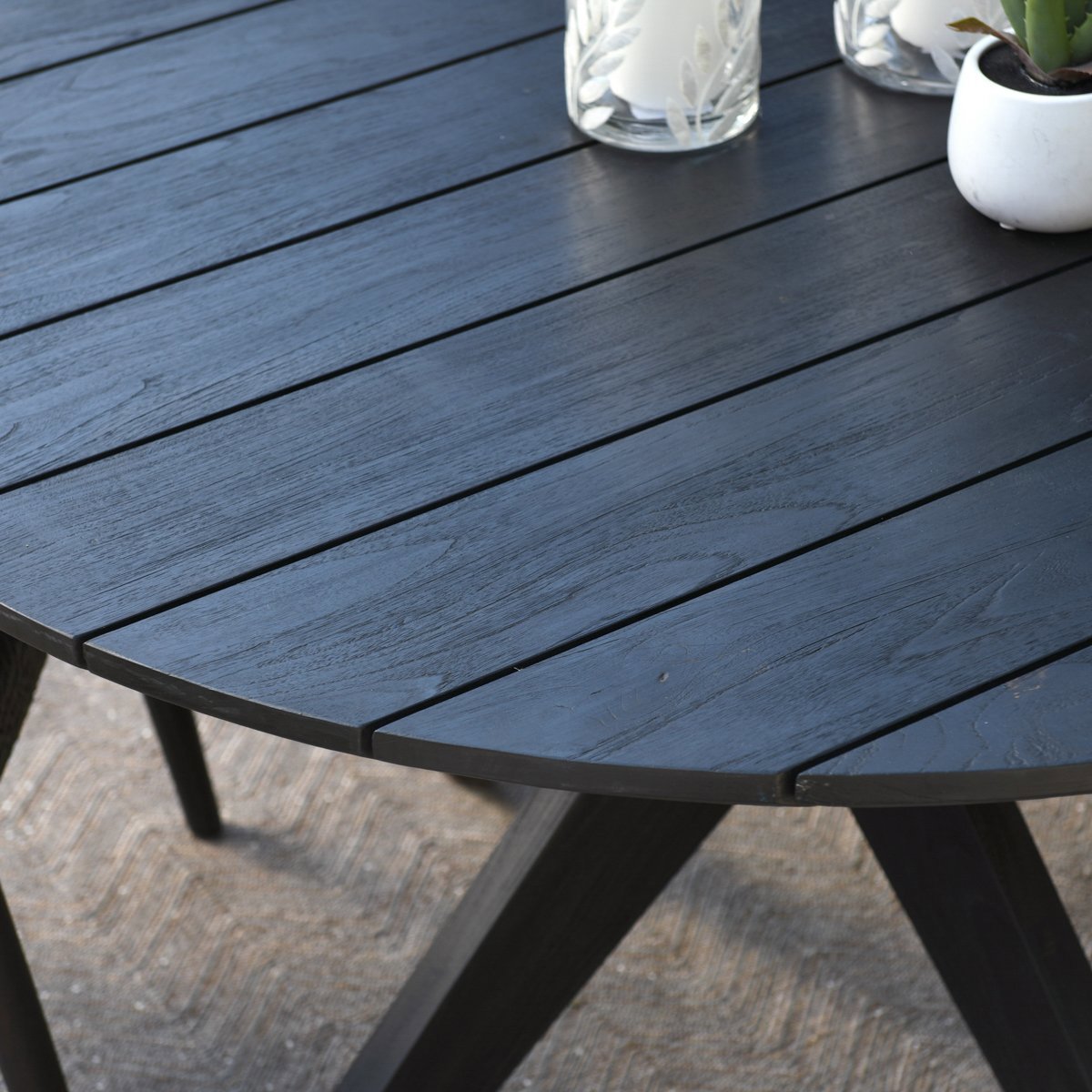Alameda 53" Outdoor Round Dining Table - Black