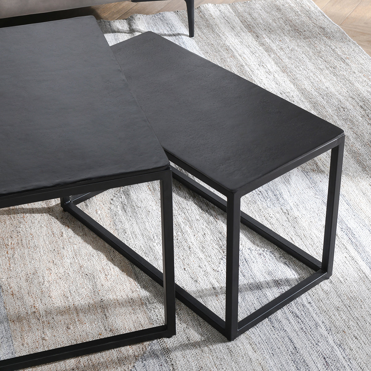 Buckley Cast Aluminum Rectangle Coffee Table Set of 3 - Dark Antique