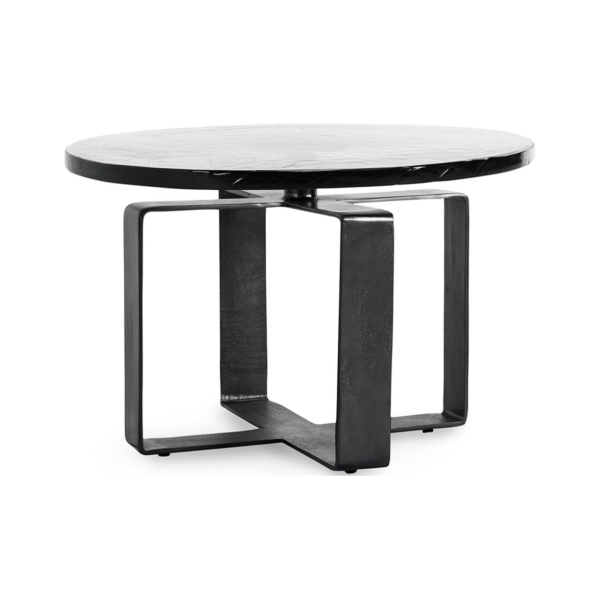 Keith Glass/Iron Round Coffee Table - Dark Antique