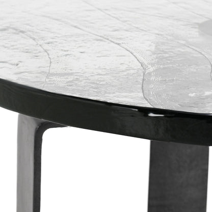 Keith Glass/Iron Round Coffee Table - Dark Antique