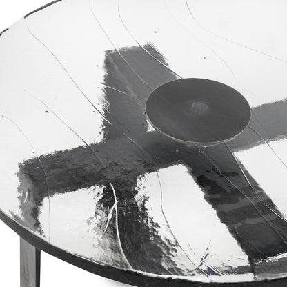 Keith Glass/Iron Round Coffee Table - Dark Antique