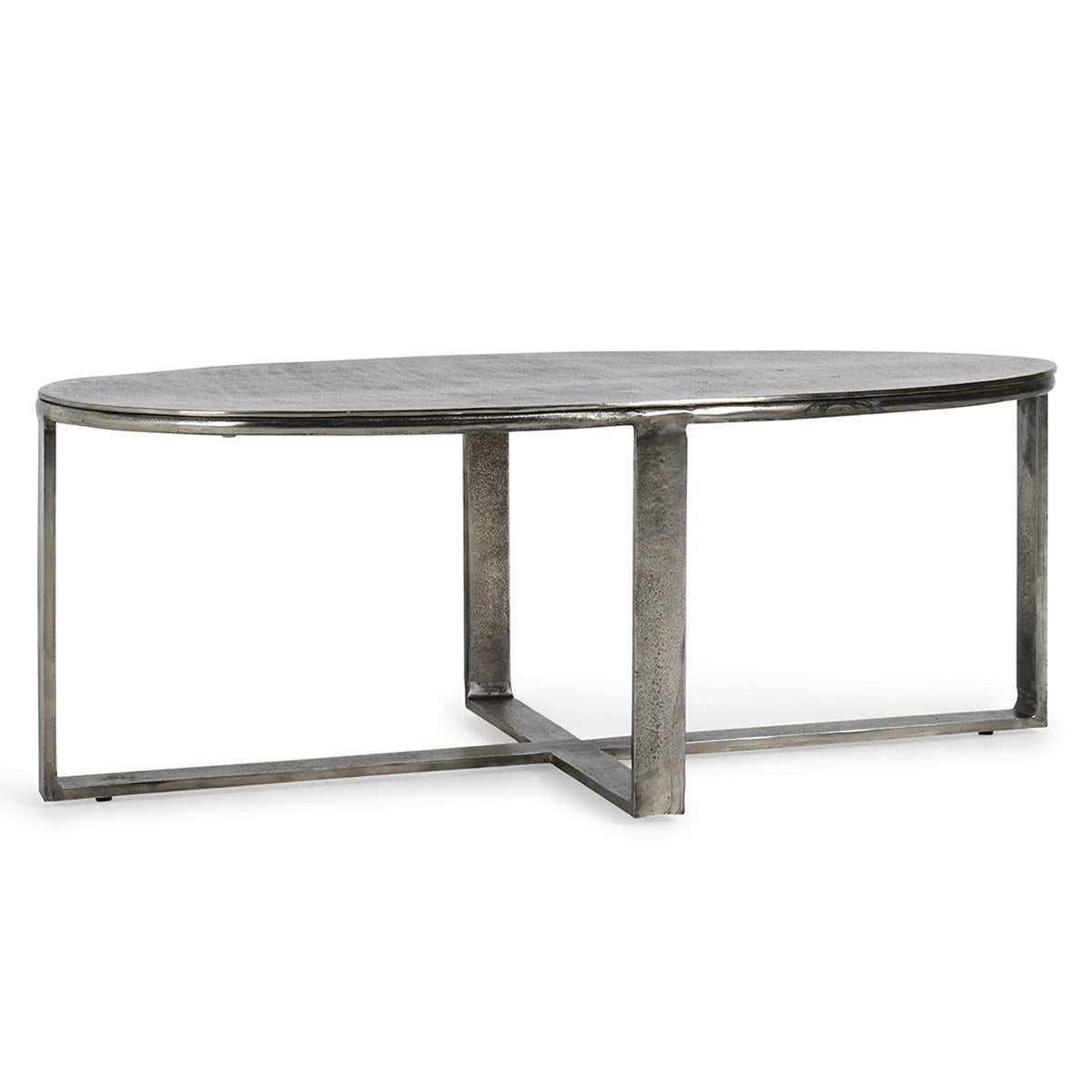 Flores Cast Aluminum Oval Coffee Table - Nickle