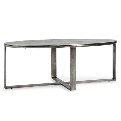 Flores Cast Aluminum Oval Coffee Table - Nickle