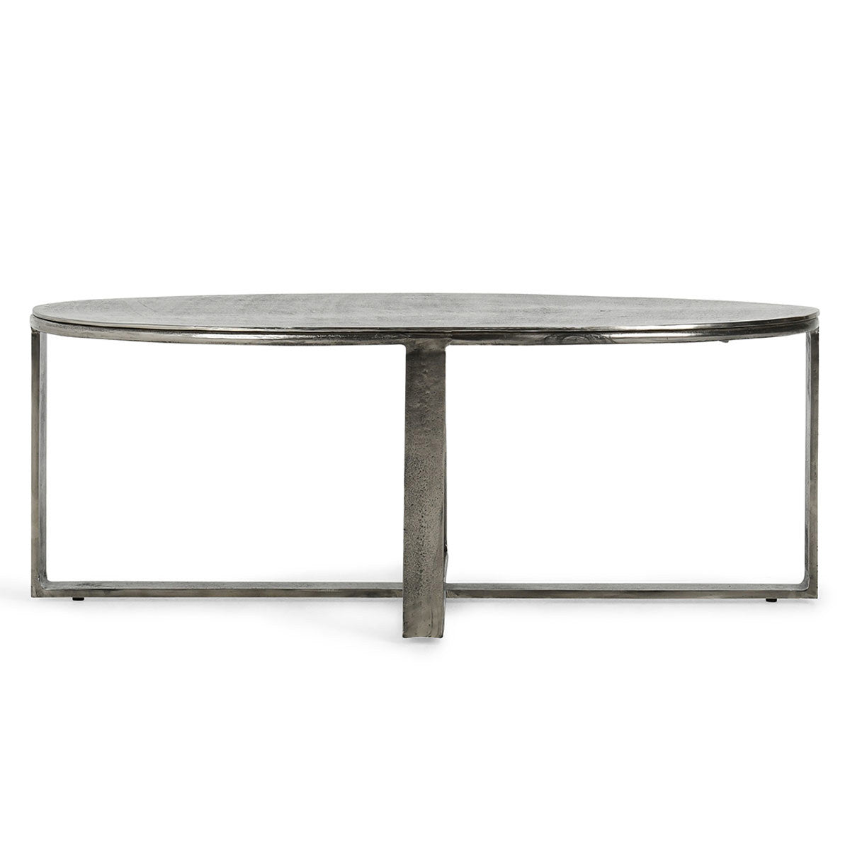 Flores Cast Aluminum Oval Coffee Table - Nickle