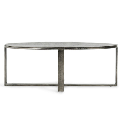 Flores Cast Aluminum Oval Coffee Table - Nickle
