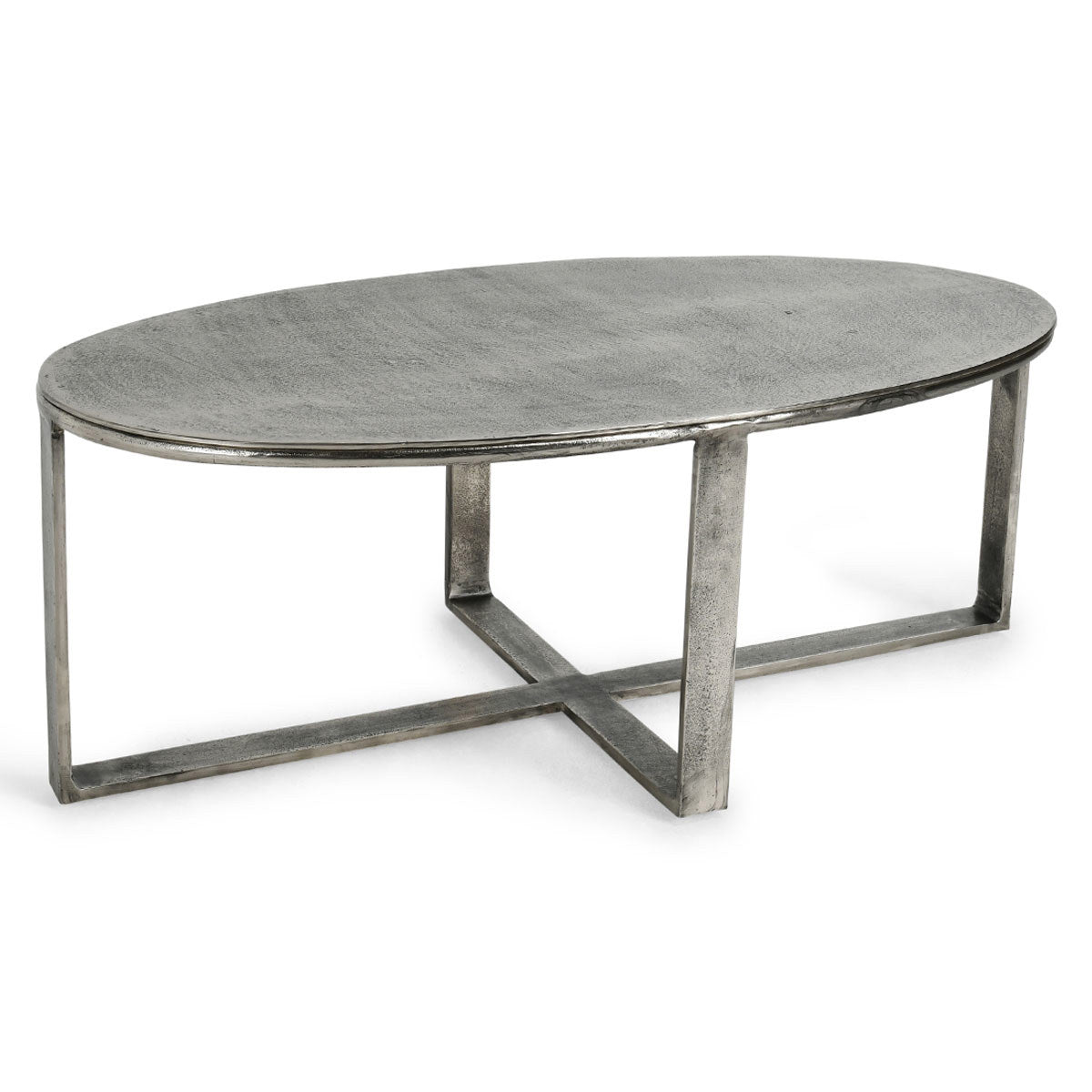 Flores Cast Aluminum Oval Coffee Table - Nickle
