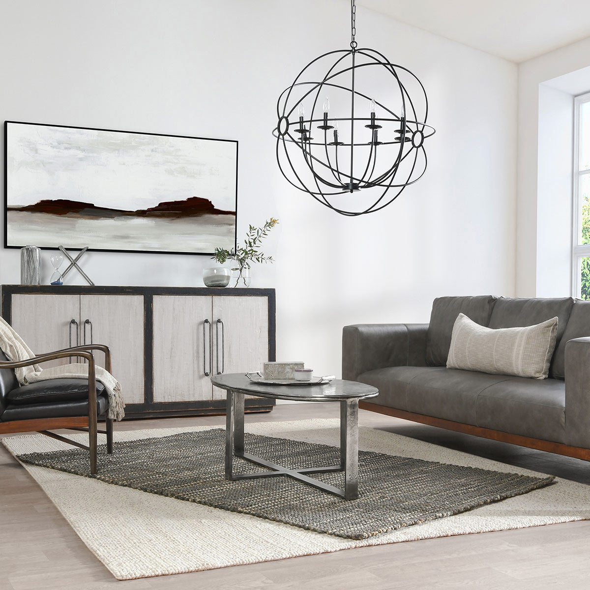 Flores Cast Aluminum Oval Coffee Table - Nickle