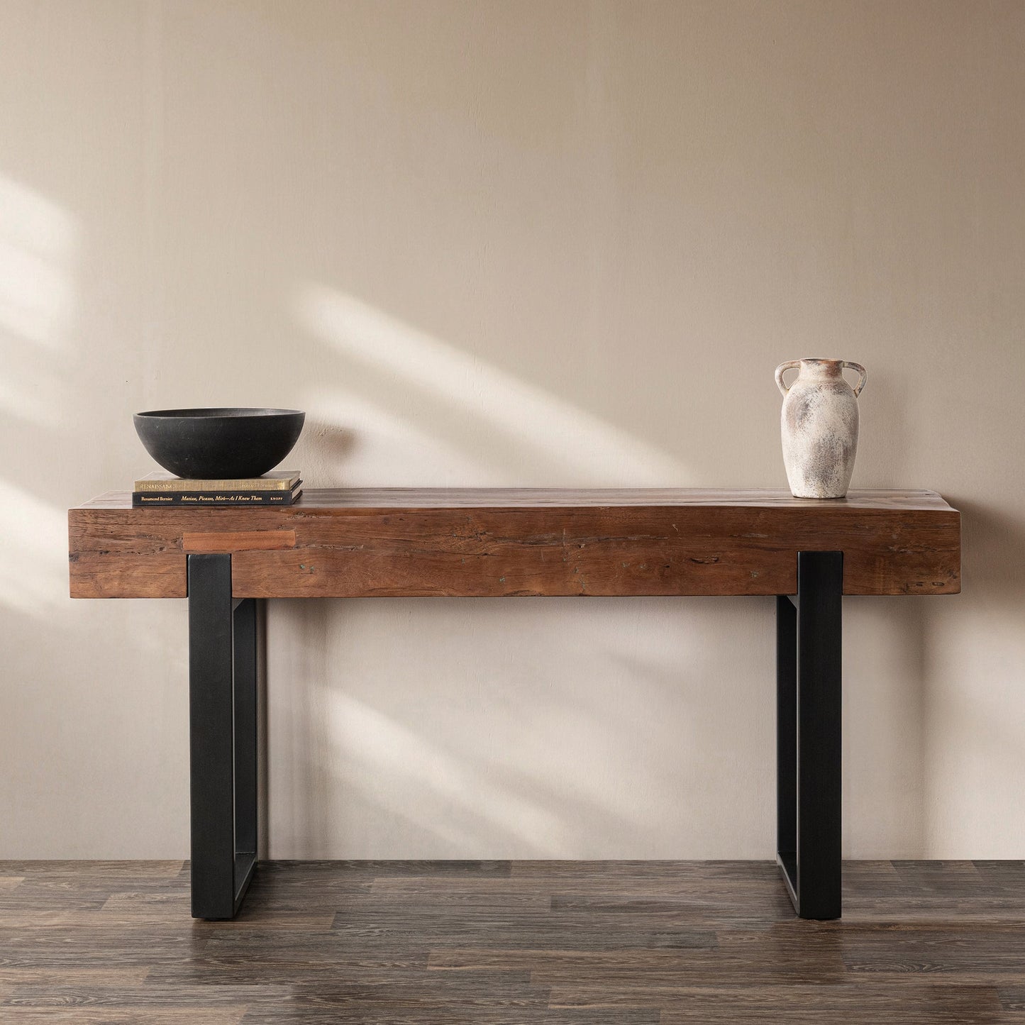Duarte Rectangle Console Table - Rustic Brown