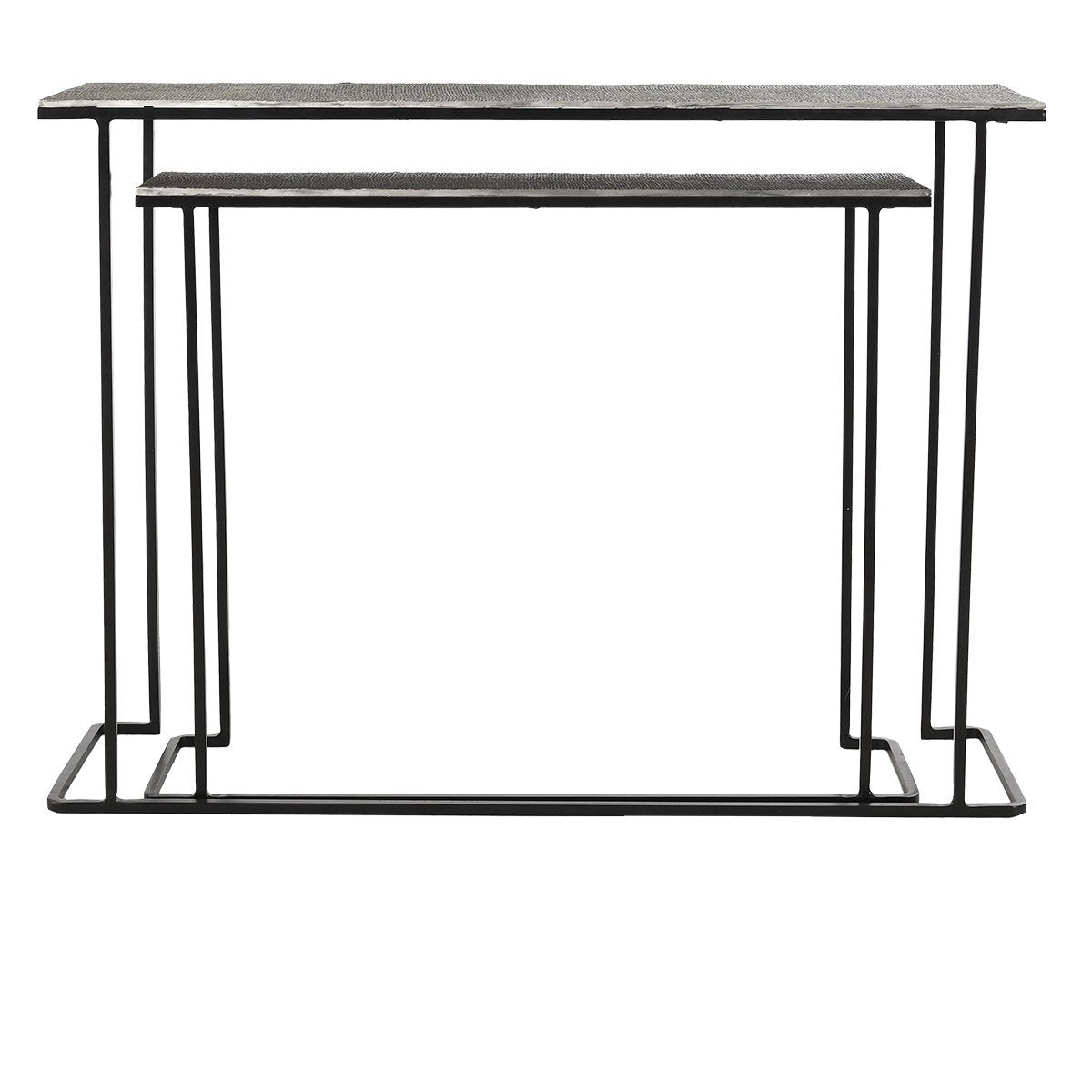 Jonah Aluminum Rectangle Console Tables Set of 2 - Brass Antique