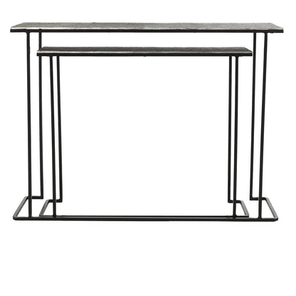 Jonah Aluminum Rectangle Console Tables Set of 2 - Brass Antique