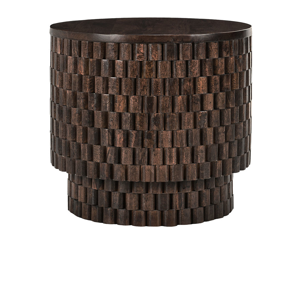 Norwood Round End Table - Bark Brown