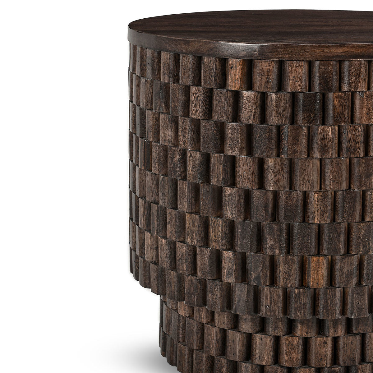 Norwood Round End Table - Bark Brown