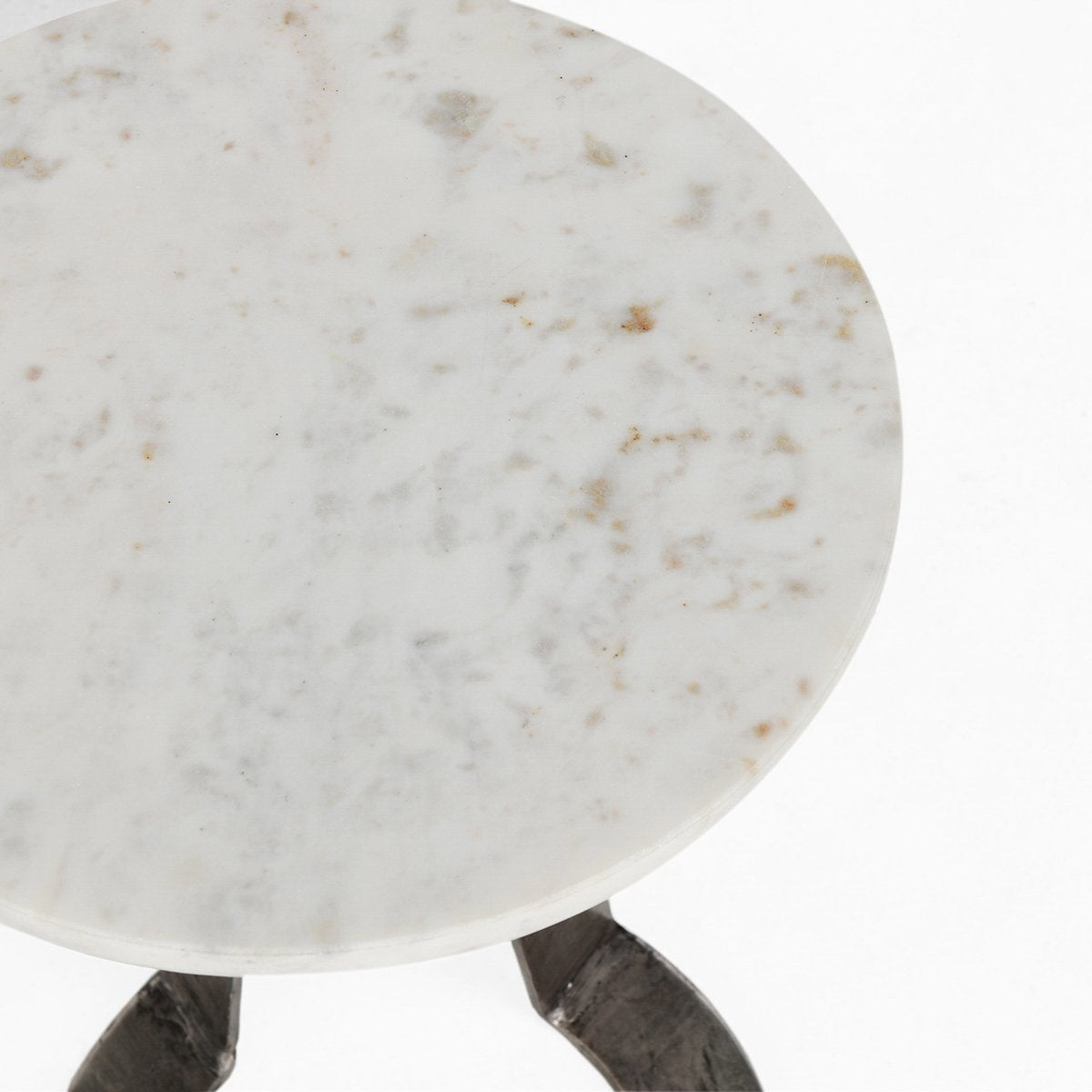 Leyton Marble Aluminum Round Accent Table - White