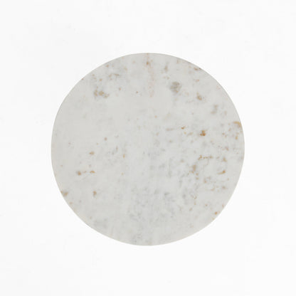 Leyton Marble Aluminum Round Accent Table - White