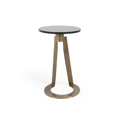 Leyton Marble/Aluminum Round Accent Table - Black