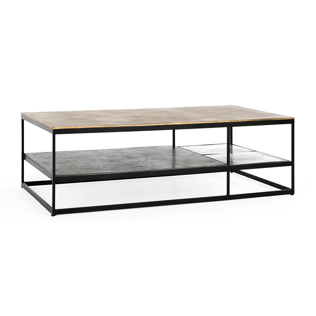 Remmy Cast Aluminum Rectangle Coffee Table - Brass Antique