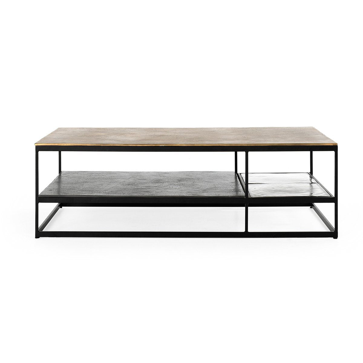 Remmy Cast Aluminum Rectangle Coffee Table - Brass Antique
