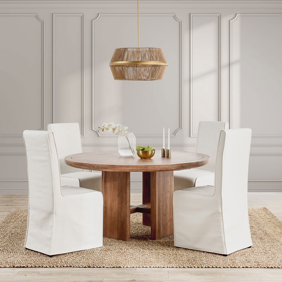 Selena Round Dining Table - Hickory Brown