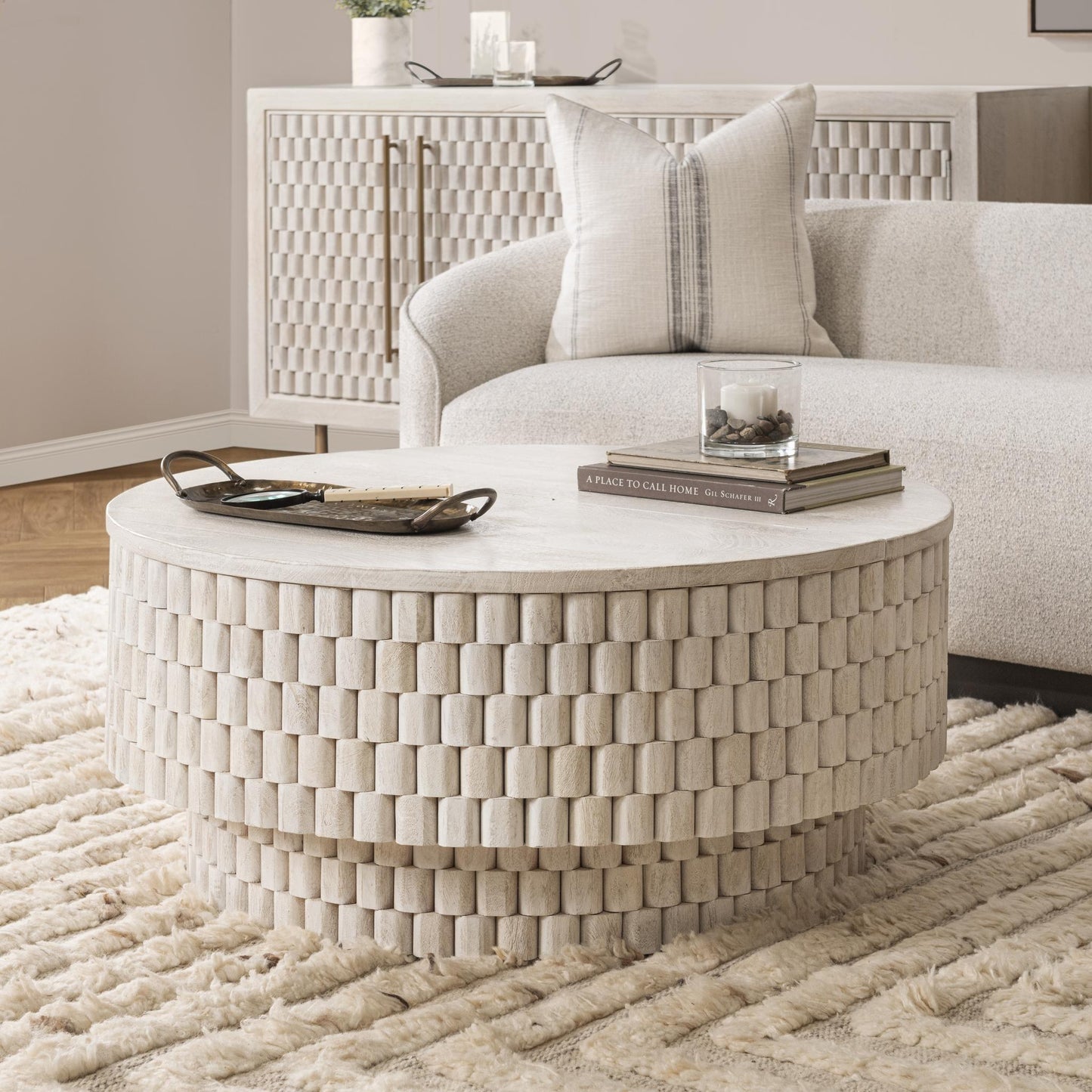 Norwood Round Coffee Table - Coastal White