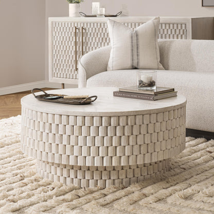 Norwood Round Coffee Table - Coastal White
