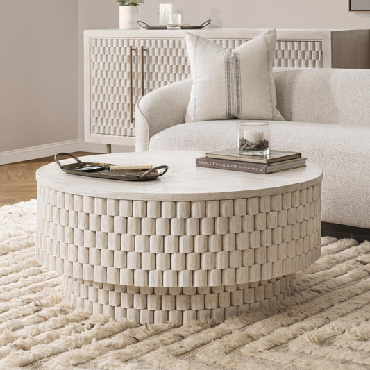 Norwood Round Coffee Table - Coastal White
