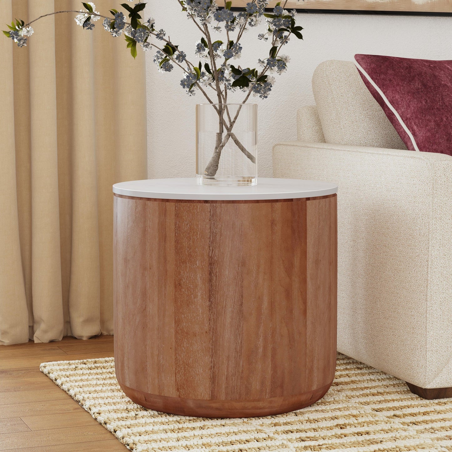 Josie Round End Table - Hickory Brown