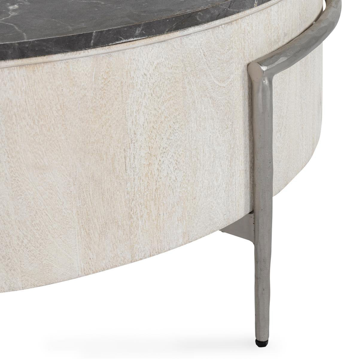 Honor Round Coffee Table - White Wash/Gray Stone