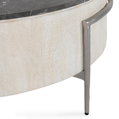 Honor Round Coffee Table - White Wash/Gray Stone
