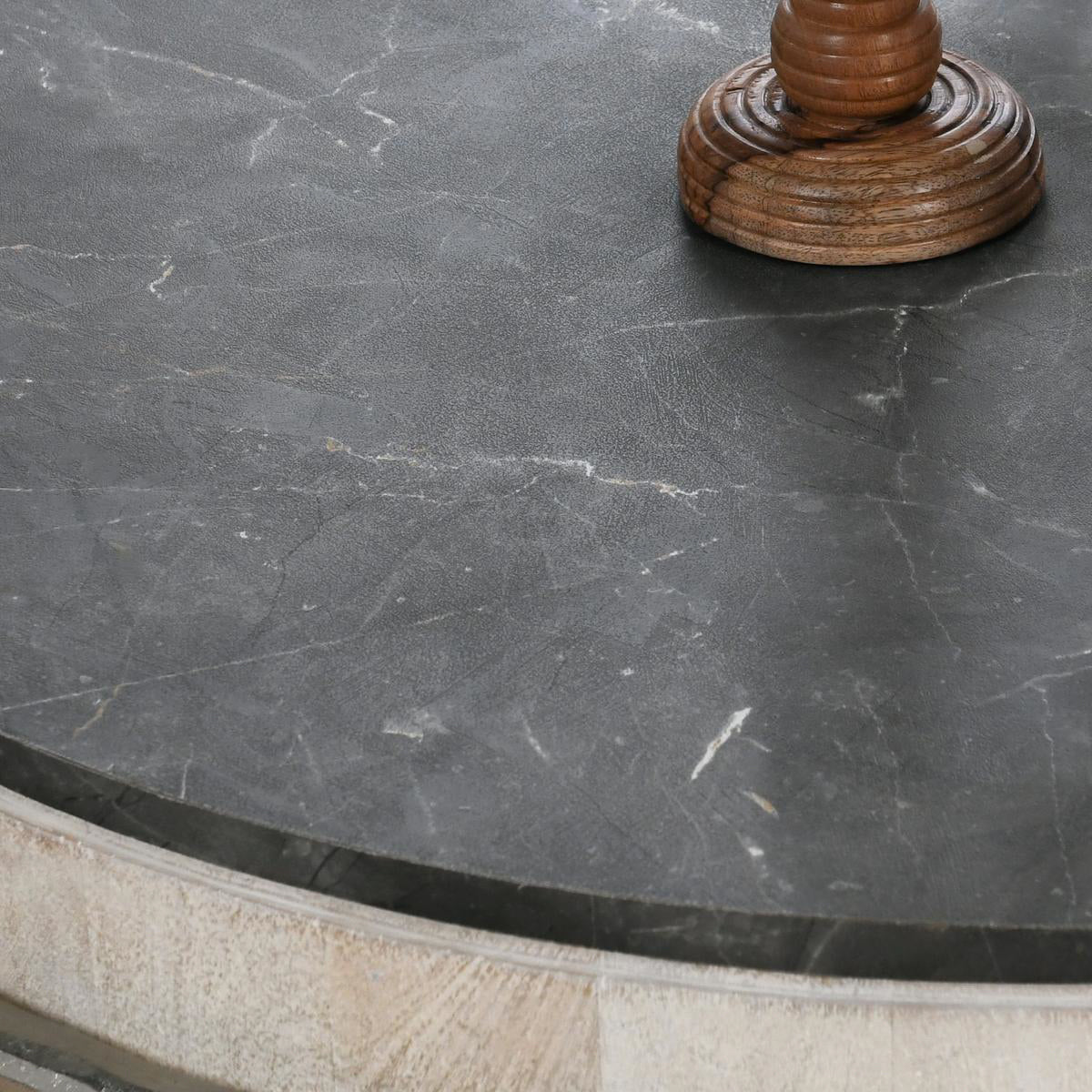 Honor Round Coffee Table - White Wash/Gray Stone