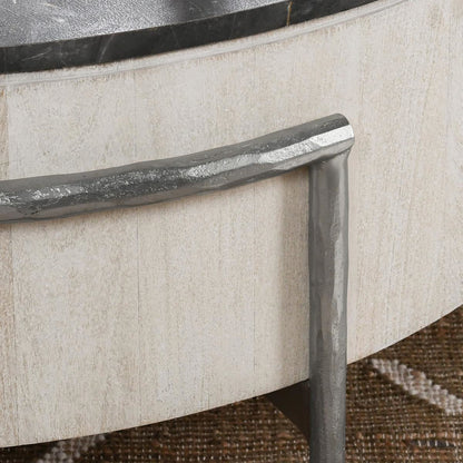 Honor Round Coffee Table - White Wash/Gray Stone