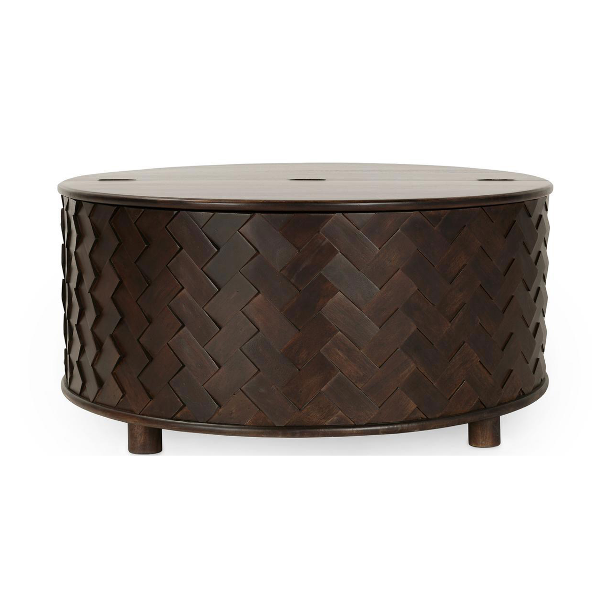 Shira Round Storage Coffee Table - Kona Brown