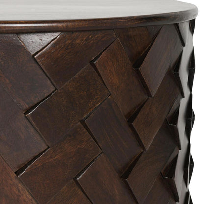 Shira Round Storage Coffee Table - Kona Brown