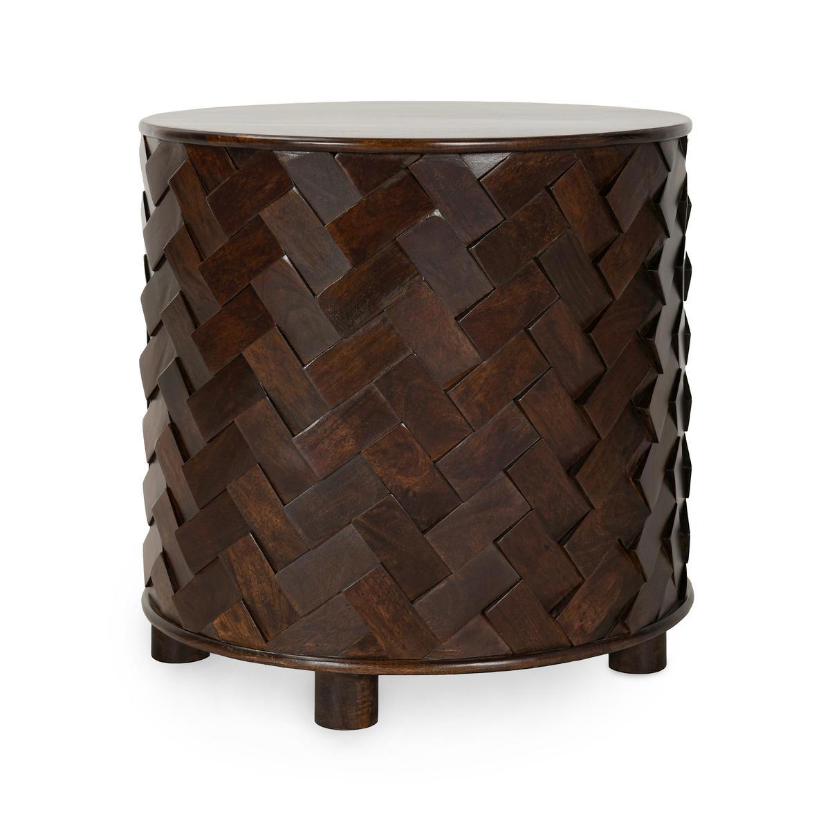 Shira Round End Table - Kona Brown