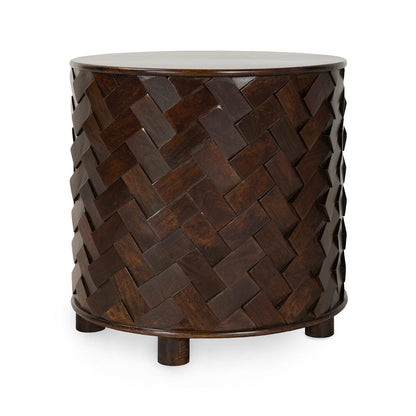 Shira Round End Table - Kona Brown