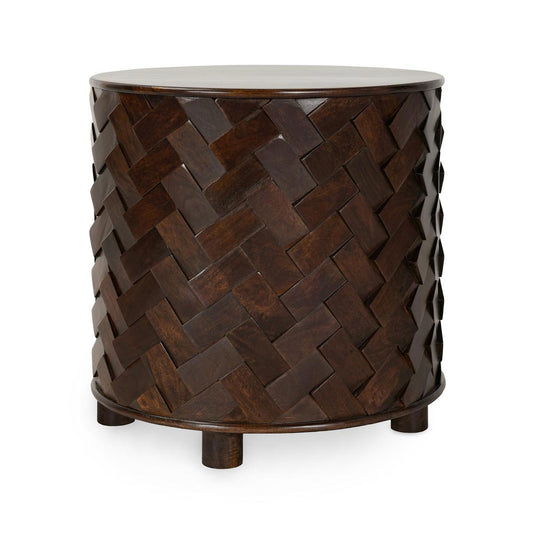 Shira Round End Table - Kona Brown